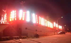 LED luminaire with specific wavelength are installed on ocean fishing vessels