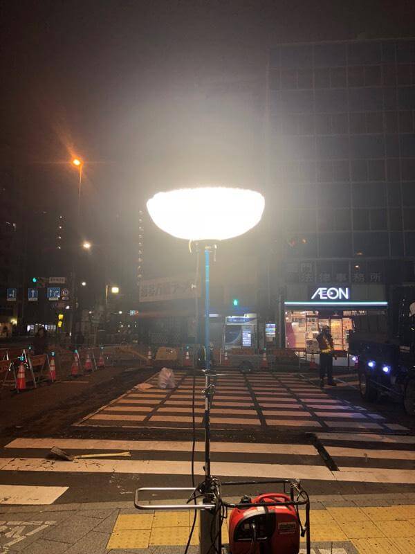 Road work lighting in the street
