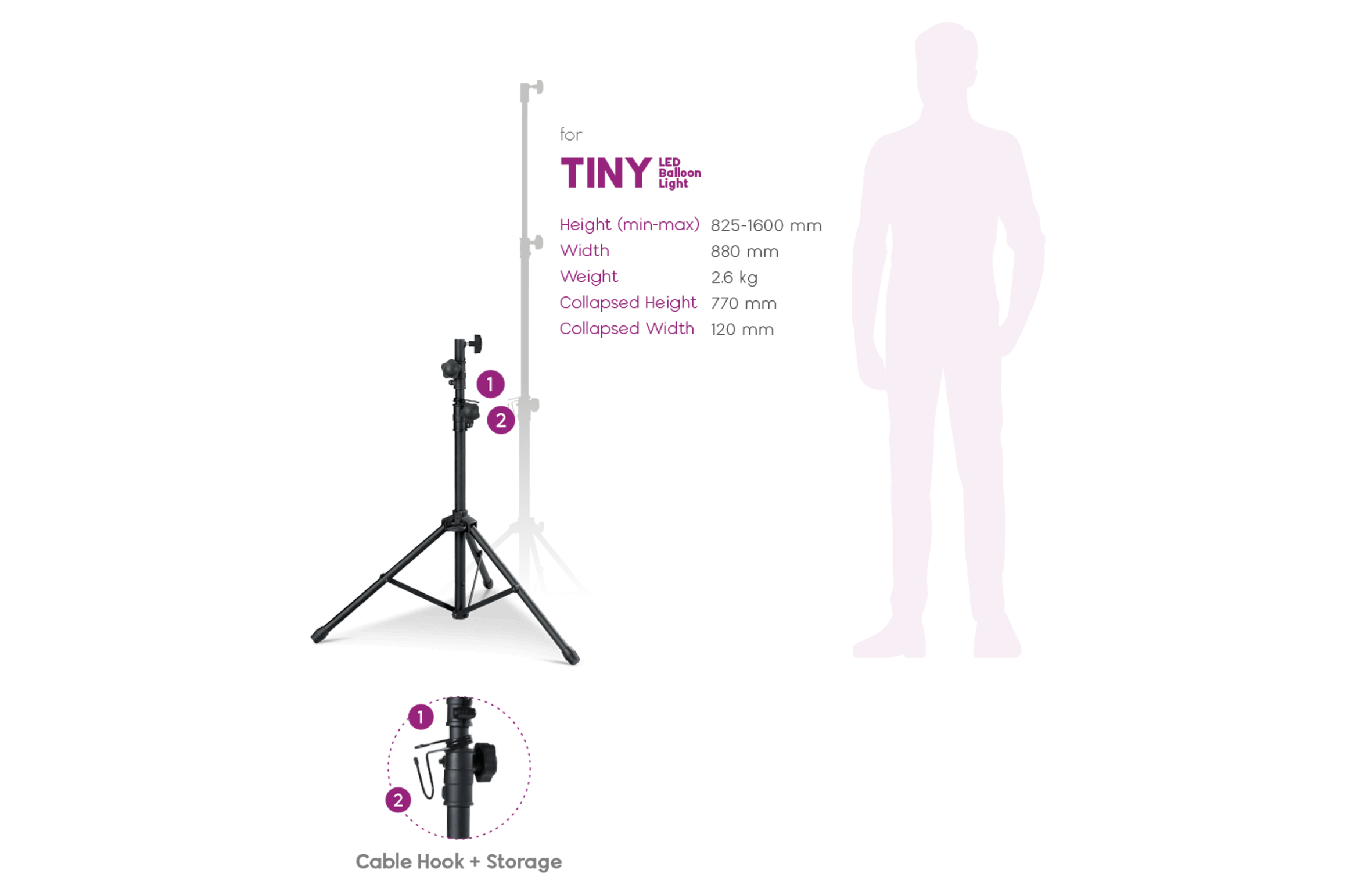 Tiny 160cm aluminum iron tripod 