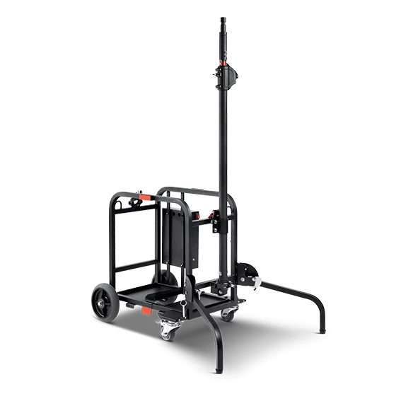 Portable trolley with extension pole compatible with lighting