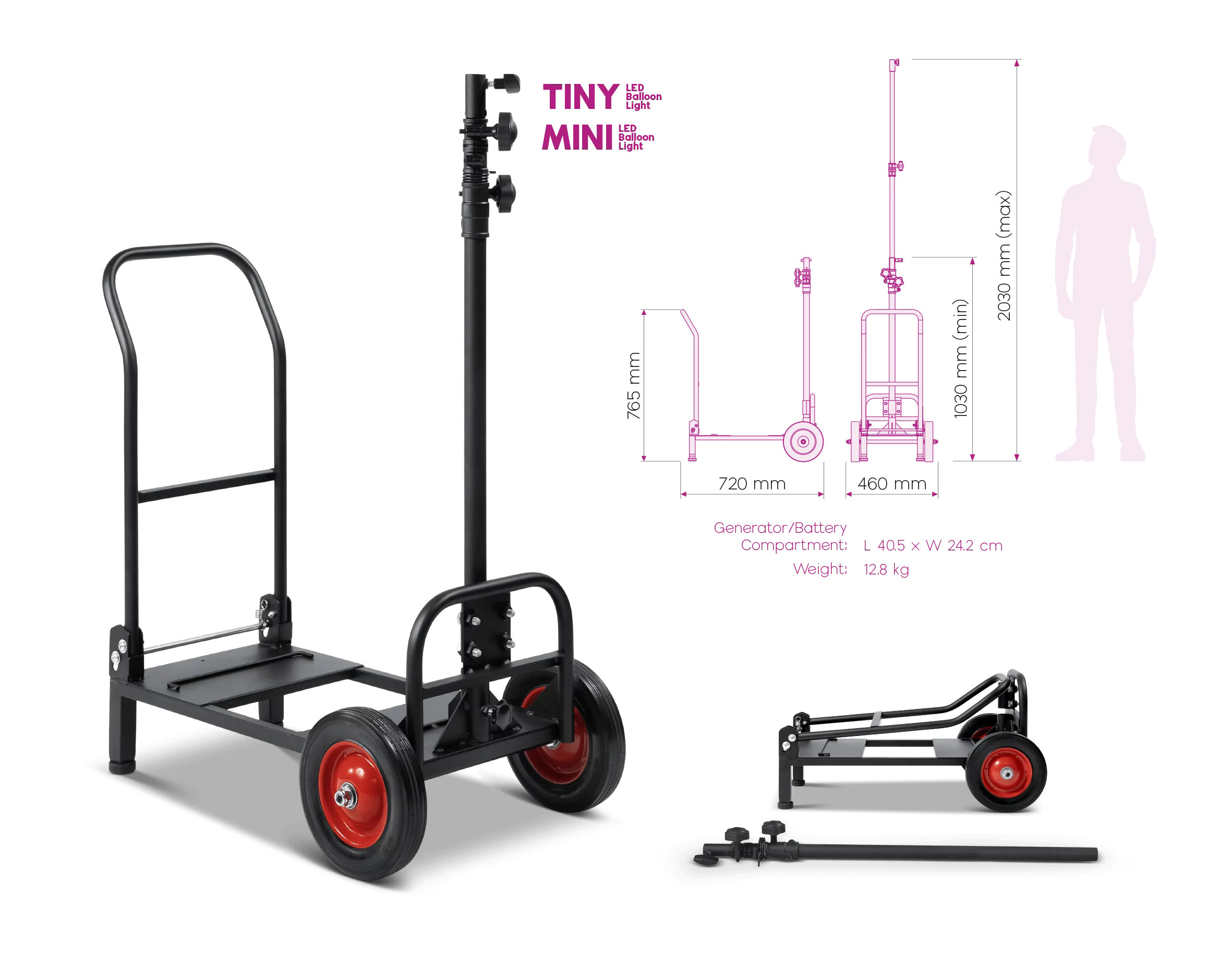 Small trolley aluminum irom portable cart
