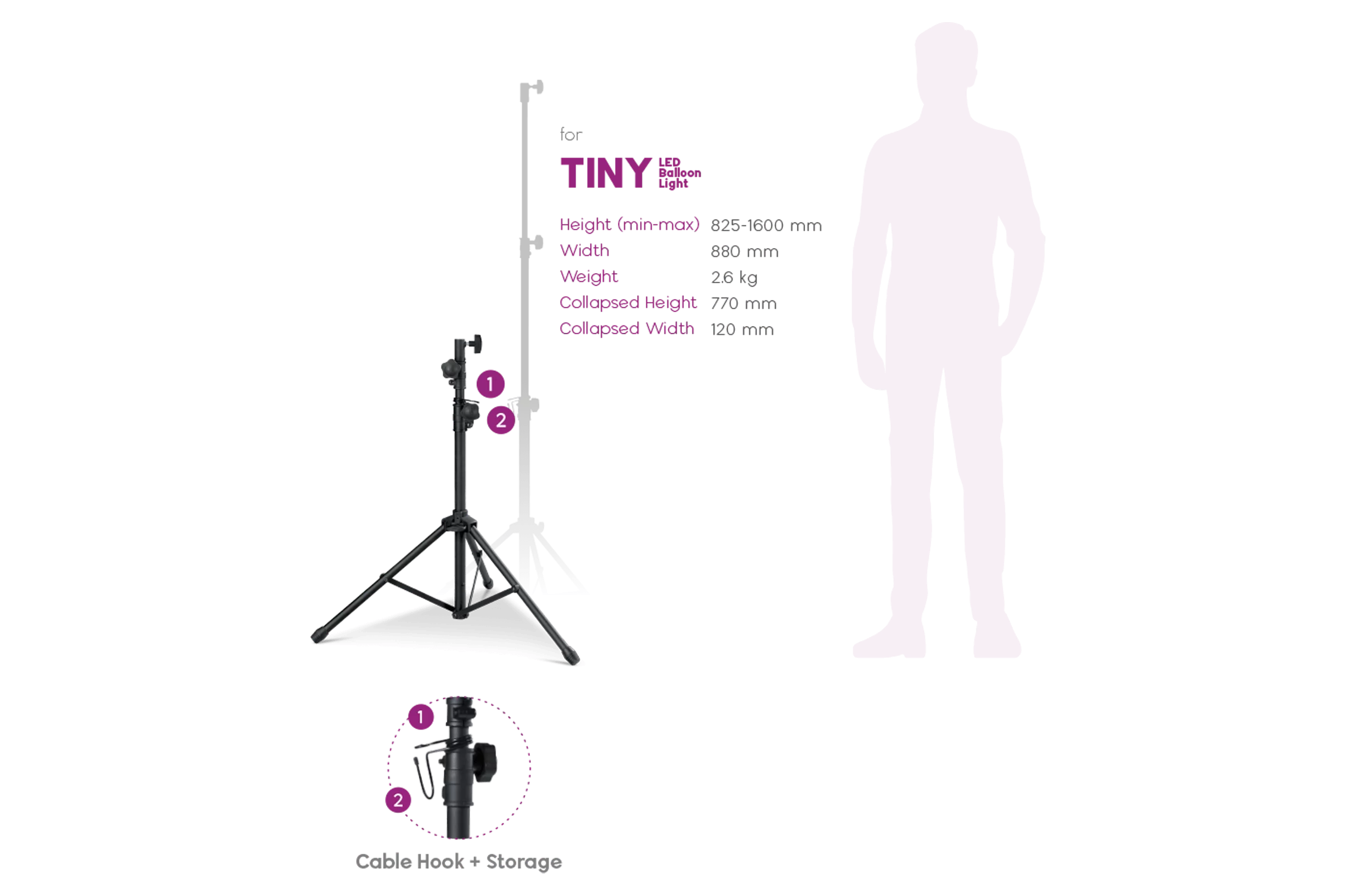 Tiny 160cm aluminum iron tripod 